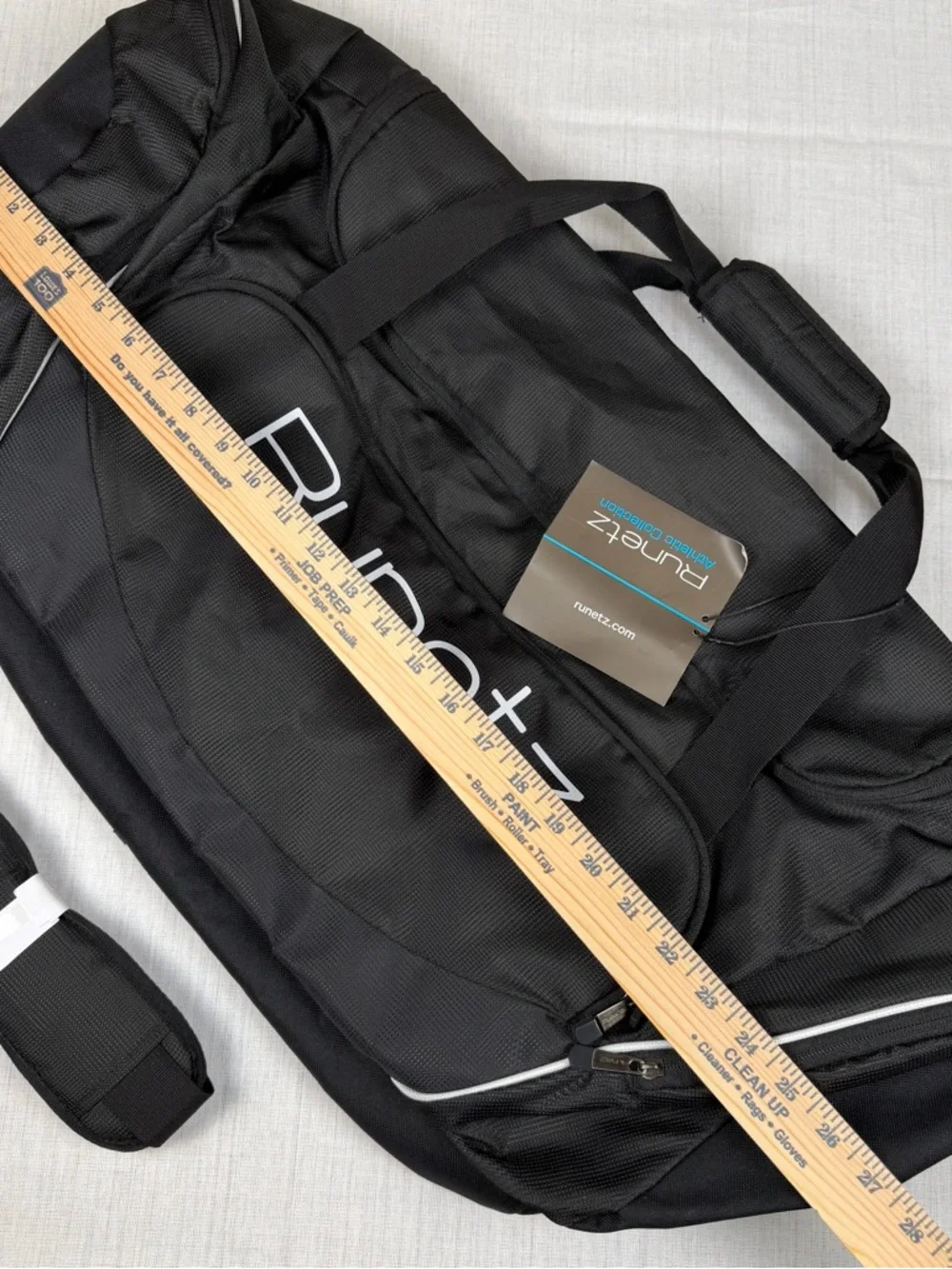 Runetz Gym Travel Black Duffle Bag with Carry Handles and Strap NWT